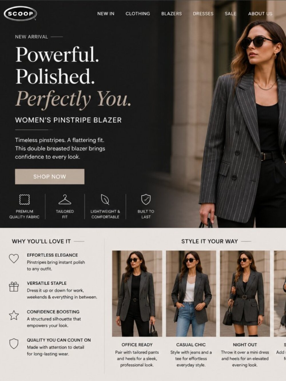 SCOOP Women’s Double Breasted Pinstripe Blazer Brand New Size XL